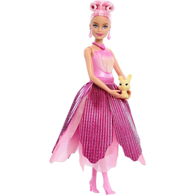 Muñeca Barbie Petal Pop con accesorio sorpresa y fragancia floral, revela bouquet con conejo y más sorpresas