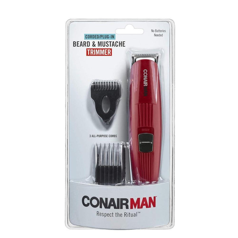 Recortadora eléctrica para barba y bigote de Conair con cuchilla de acero inoxidable y peine ajustable