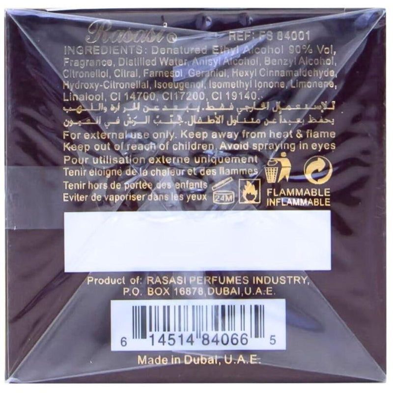 RASASI Oud Al Mubakhar EDP Spray, fragancia oriental de larga duración con bergamota, azafrán, rosa y pachulí