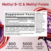 Pastillas de Metil B-12 con Folato de metilo y Piridoxal-5-fosfato para apoyo celular y cardiovascular
