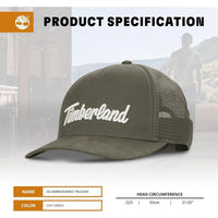 Gorra de camionero para hombre Timberland, algodón duradero y ajustable, con parte trasera de malla transpirable