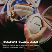 Auriculares Bluetooth Marshall Monitor III A.N.C. con Cancelación Activa de Ruido, Ligero y Plegable, Color Cream