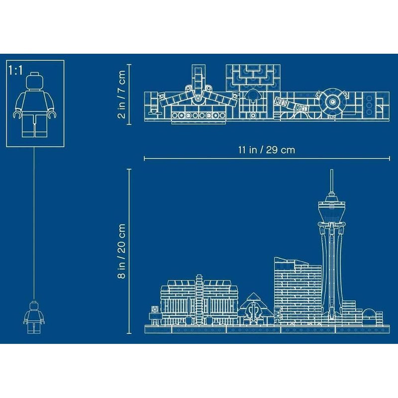 LEGO Architecture Skyline Collection Las Vegas, kit de construcción de 487 piezas, recrea atracciones icónicas de la ciudad