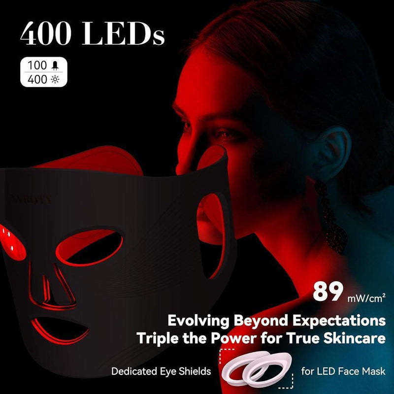 Máscara facial LED con terapia de luz roja, 4 modos, control remoto recargable, luz azul, naranja, infrarroja y roja