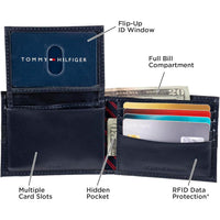 Billetera Tommy Hilfiger para hombre diseño clásico de cuero auténtico