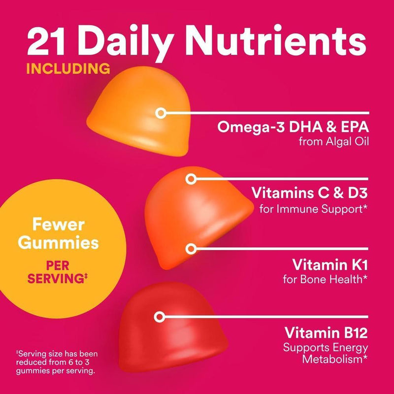 SmartyPants Gomitas Multivitamínicas para Mujer con Omega 3, Metilfolato, CoQ10, Vitaminas D3, C, B12, B6, A, K y Zinc, 90 Unidades