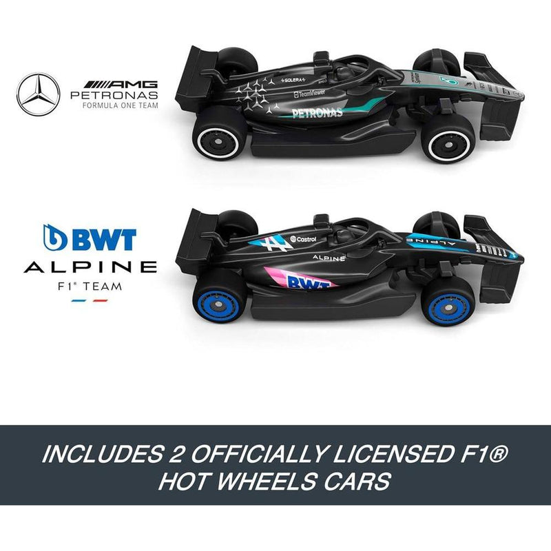 Juego de Pista Hot Wheels Racing Formula 1 con Autos a Escala para Carreras en Paralelo y Comienzo de Cuadrícula