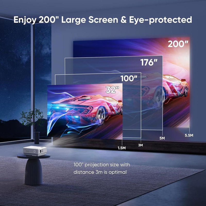 Proyector WiFi y Bluetooth actualizado para exterior, mini proyector de cine en casa compatible con smartphone por WiFi/USB