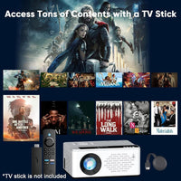 TMY proyector Bluetooth mejorado con pantalla, portátil Full HD compatible con TV Stick Smartphone/HDMI/USB