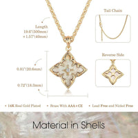 Fettero Collar de trébol de oro para mujer con colgante de circonita cúbica chapada en oro de 14 quilates y cadena ajustable