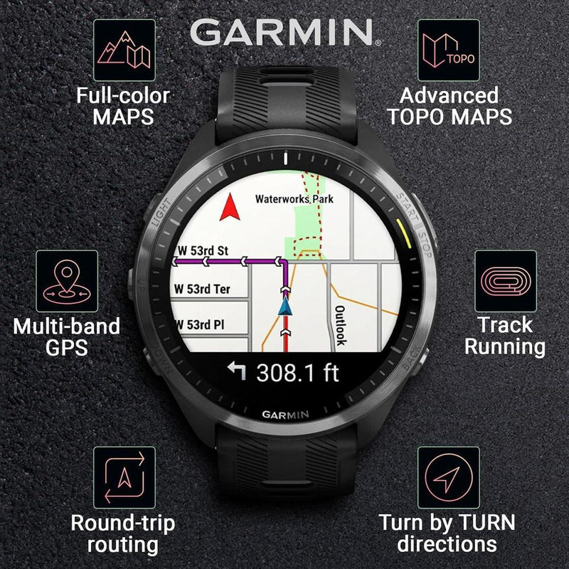 Garmin Forerunner 965 Reloj inteligente premium con GPS para correr y triatlón, incluye pantalla AMOLED y bisel de titanio