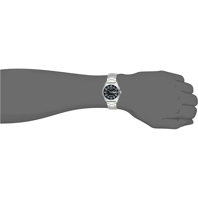 Reloj Casio para hombre de acero inoxidable, esfera negra y función de fecha, modelo MTP-V006D-1B2, diseño casual
