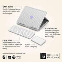 Kit de escritorio Logitech Casa con soporte para laptop, teclado inalámbrico y panel táctil
