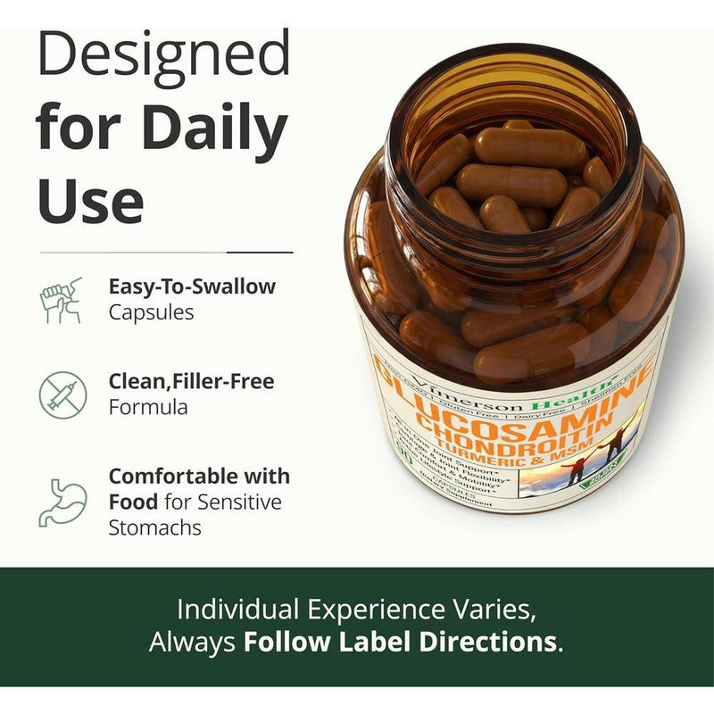Vimerson Health Glucosamina Condroitina Cúrcuma MSM Boswellia - Suplemento para Dolor Articular Natural y Sin OGM
