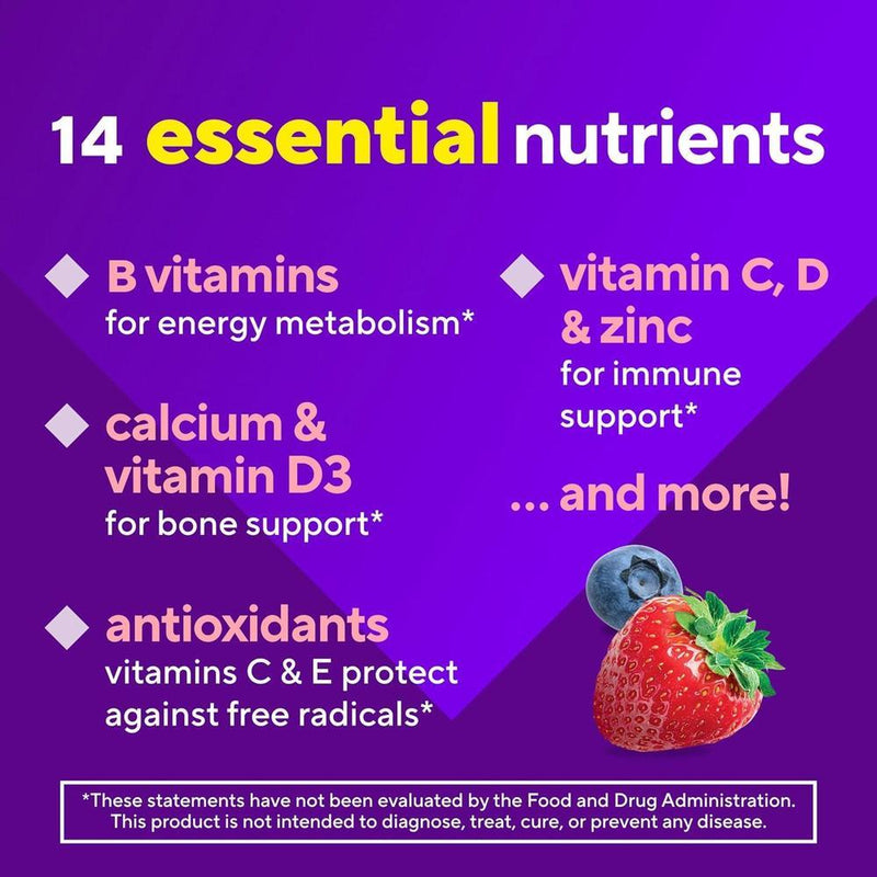 Vitaminas en Goma para Mujeres Vitafusion - Multivitaminas con Sabor a Bayas para Energía, Huesos e Inmunidad