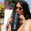 HydroJug Traveler, botella de agua con asa, popote abatible, resistente a fugas, reutilizable, acero inoxidable y base de goma