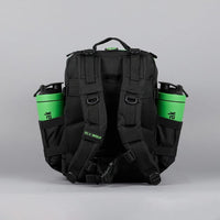 WOLFpak Mochila 25L negro verde neón, resistente al agua, personalizada con parches, ideal para viajes y uso diario