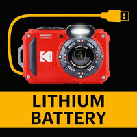 Cámara digital KODAK PIXPRO WPZ2 resistente al agua con zoom óptico 4X, pantalla LCD y video Full HD, color rojo