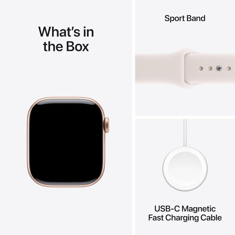 Apple Watch Series 11 con GPS, caja de aluminio oro rosa y correa deportiva rubor claro, seguimiento de salud y fitness
