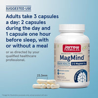 Jarrow Formulas L-treonato de magnesio suplemento para soporte cerebral, 90 cápsulas veganas MagMind Magtein