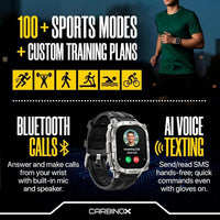 CARBINOX Smartwatch resistente con pantalla AMOLED, acero inoxidable, IP69K/5ATM, GNSS dual, batería 500mAh, Bluetooth