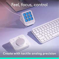 Logitech MX Creative Console con 9 teclas LCD personalizables y dial de control para Adobe y Spotify, gris pálido