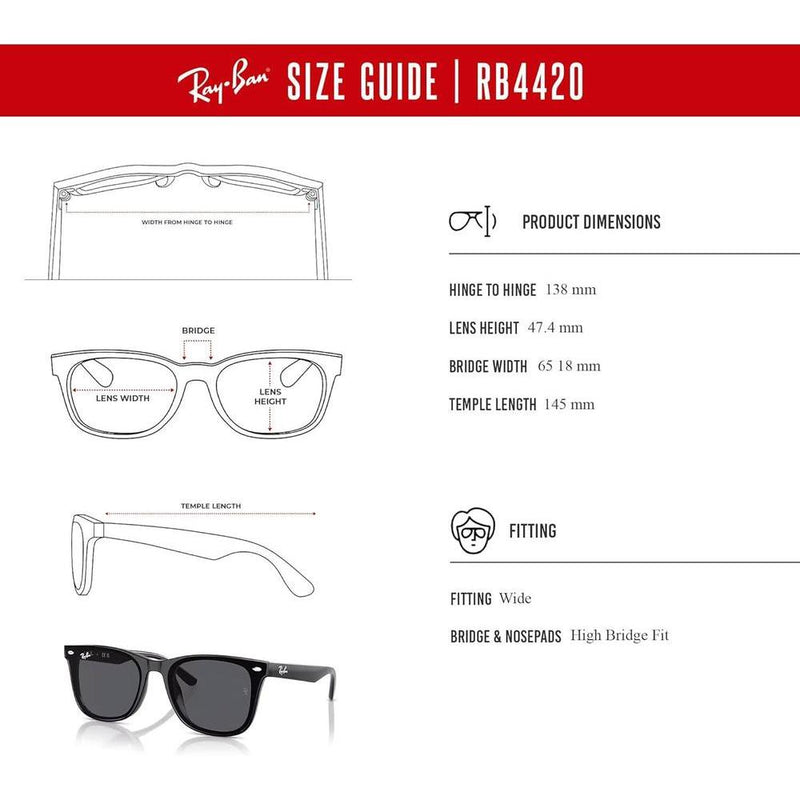Ray-Ban RB4420 - Lentes de sol cuadrados unisex con kit de cuidado iWear incluido