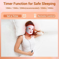 Máscara facial LED con terapia de luz roja, 4 modos, control remoto recargable, luz azul, naranja, infrarroja y roja
