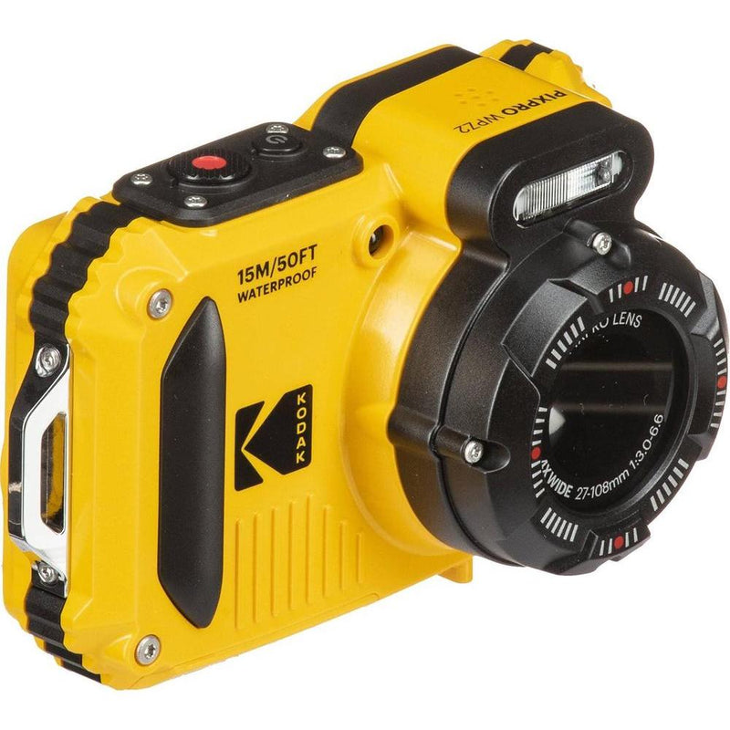 Cámara Digital Resistente Kodak PIXPRO WPZ2 con Estuche y Tarjeta microSDHC de 32GB, Amarillo, Paquete de 3 Artículos