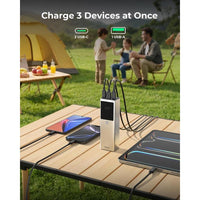 Banco de energía TALIX 125W, cargador portátil de 12800mAh con cable USB-C, tres puertos y carga rápida PD para diversos dispositivos