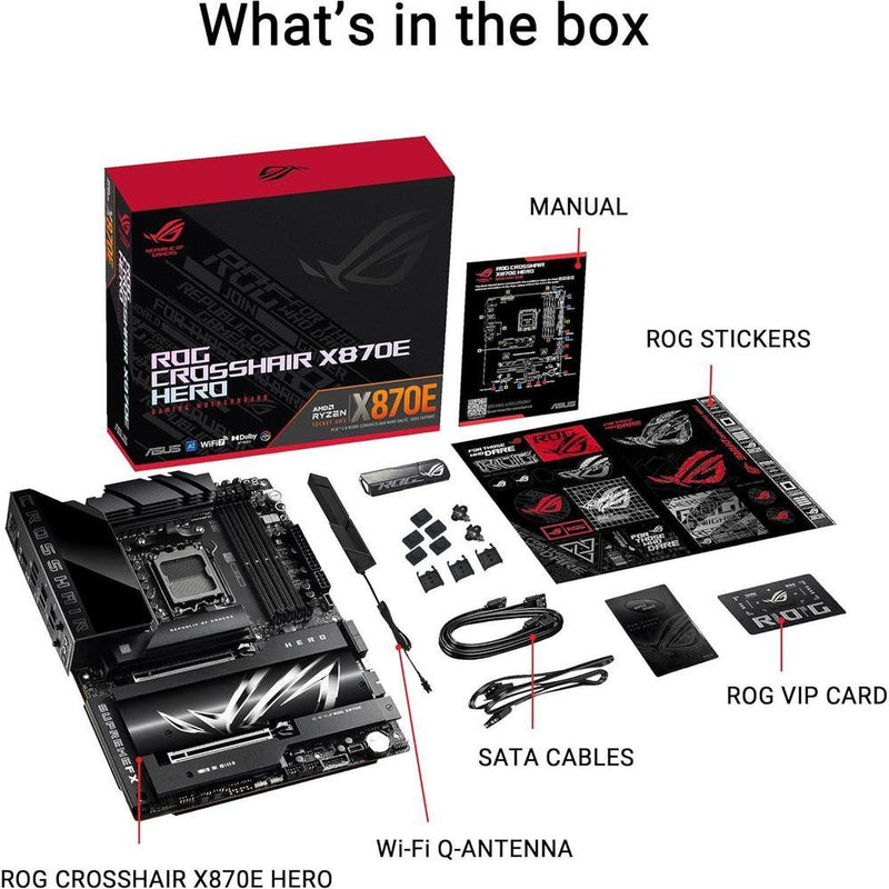 ASUS ROG Crosshair X870E Hero AMD X870E AM5 ATX Placa base con inteligencia artificial y 18+2+2 etapas de potencia