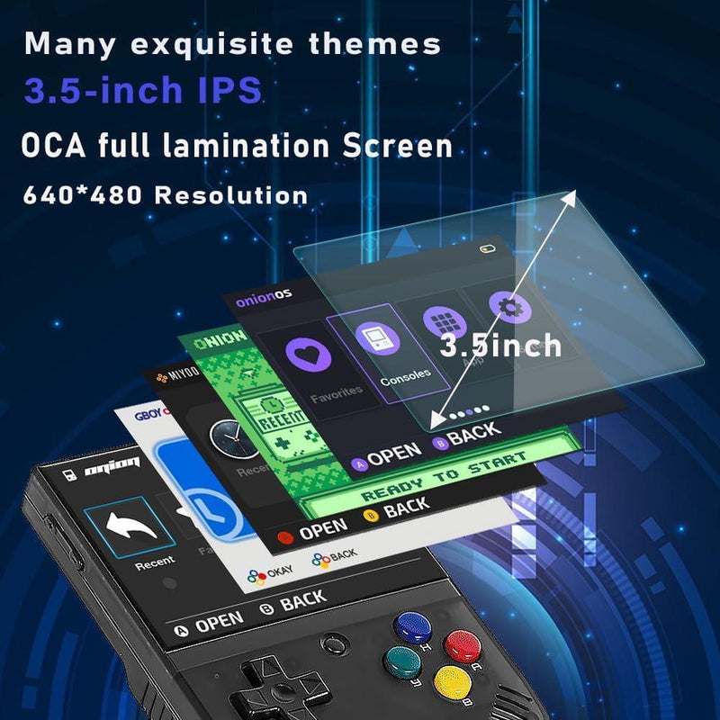 Consola de juego portátil retro Miyoo Mini Plus con estuche, conectividad WiFi y funciones RTC para múltiples juegos