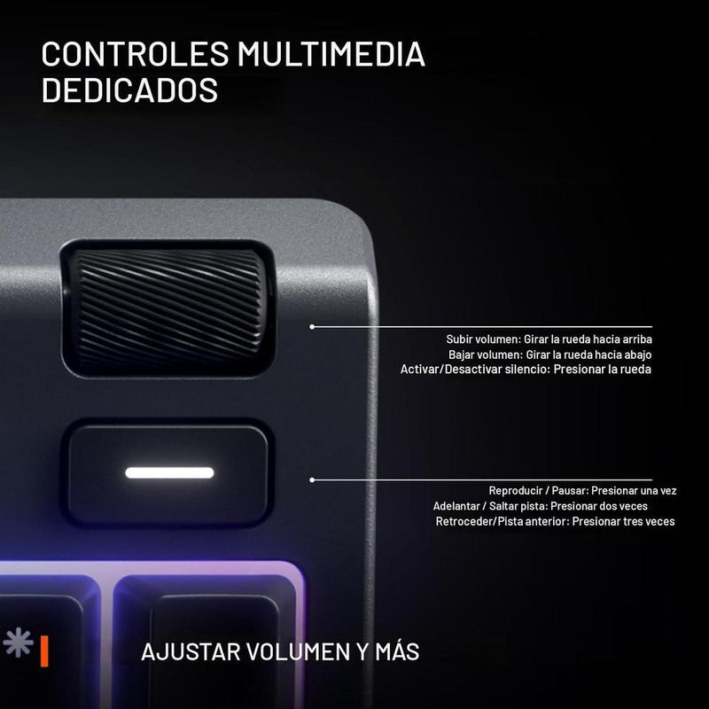 Teclado SteelSeries Apex 3 RGB con iluminación de 10 zonas, resistencia al agua y reposamuñecas magnético para juegos silenciosos