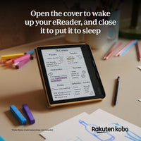 Kobo Libra Colour SleepCover | Amarillo mantequilla | Tecnología Sleep/Wake, soporte de 2 vías, cuero vegano, compatible