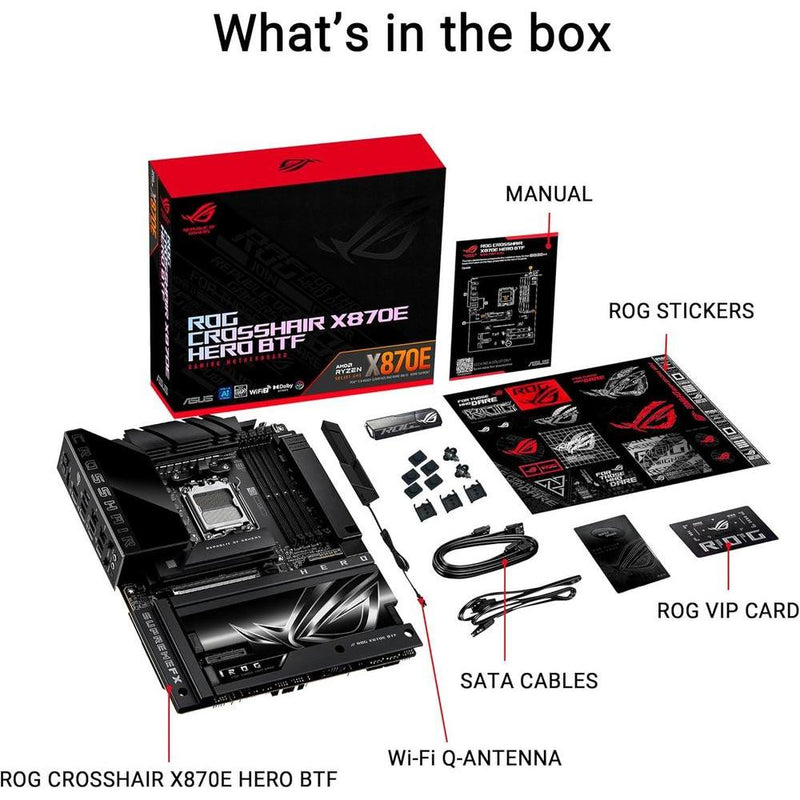 Placa base ROG Crosshair X870E Hero BTF AMD ATX, diseño conector oculto, ranura GPU alta potencia, DDR5, WiFi 7, PCIe 5.0, USB4