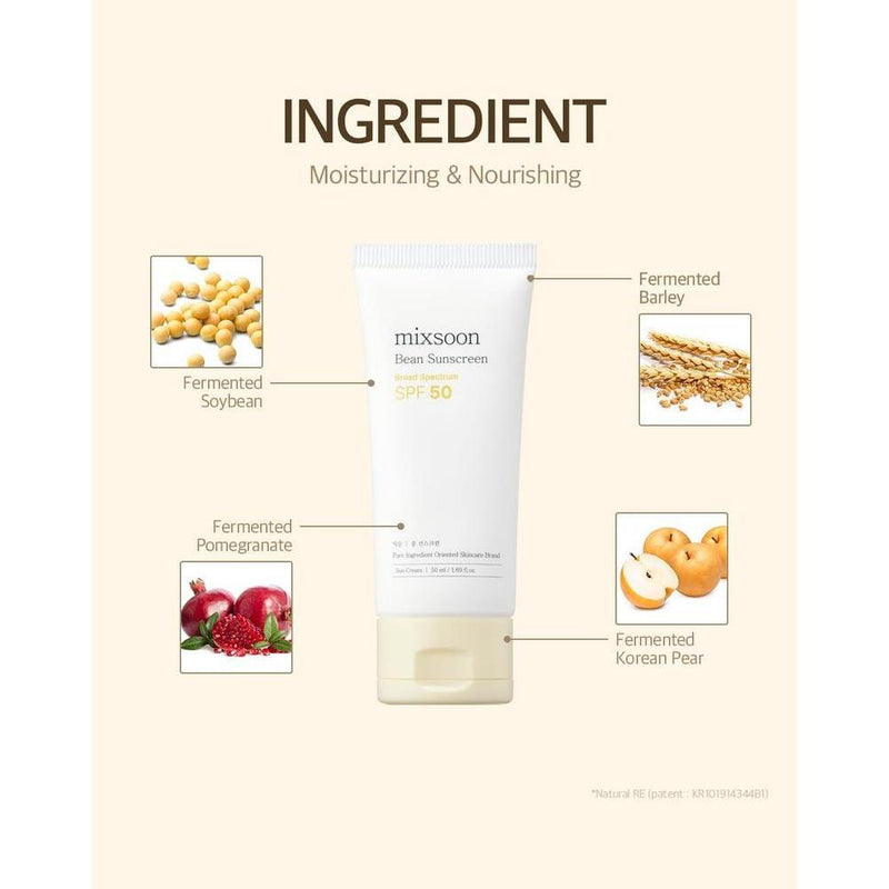 Mixsoon Protector Solar Coreano SPF 50, Textura Ligera y Aireada, Sin Fundición Blanca, Apto para Maquillaje y Uso Diario