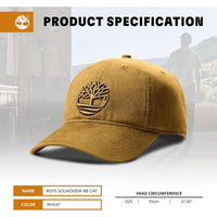 Gorra Timberland Soundview para niños de 7 a 14 años, algodón 100%, ajustable y duradera