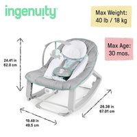 Ingenuity Keep Cozy 3 en 1 Grow with Me - Gorila vibratoria para bebé con asiento y balancín para niños pequeños