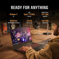 ASUS TUF Gaming A15 (2023) Laptop Para Juegos, 15.6 Pulgadas FHD 144Hz, RTX 4050, Ryzen 7 7735HS, 16GB DDR5, 1TB SSD, Wi-Fi 6E, Windows 11