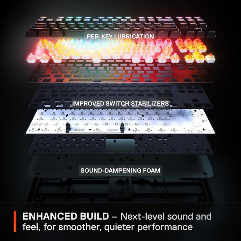 SteelSeries Apex Pro TKL Gen 3 con interruptores Omnipoint, actuación ajustable, rapid trigger, presets para juegos y modo de protección