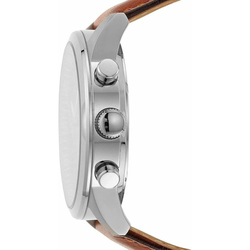 Flynn Cronógrafo: Reloj de Cuero Marrón de Fossil, Elegante y Resistente al Agua, Ideal para Hombres