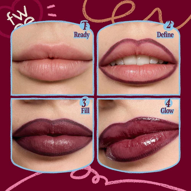 Fwee Lip Liner Dual Color De Larga Duración, Acabado Satinado Y Mate Púrpura 1.2g