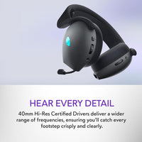 Auriculares inalámbricos trimodo Alienware AW725H para juegos con Bluetooth 5.3 y Dolby Atmos