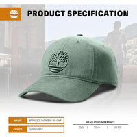 Gorra de béisbol Timberland Soundview para niños, lona de algodón ajustable, ligera y duradera de talla única