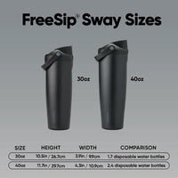 Botella de agua Owala FreeSip de acero inoxidable negro, aislamiento triple, con paja y tapa antifugas para deportes y viajes