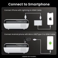 Proyector Mini Bluetooth 1080P Full HD portátil para exteriores, compatible con smartphone, HDMI, USB, AV y PS5