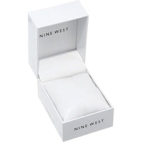 Reloj de pulsera para mujer Nine West con diseño floral, manecillas doradas, pulsera plateada, cristal resistente