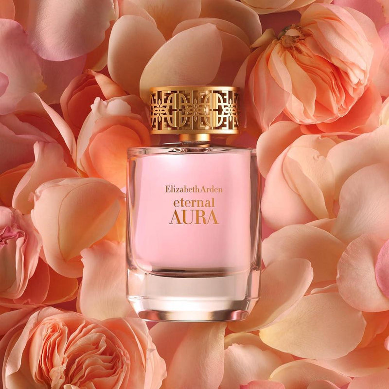 Perfume Eternal Aura Eau de Parfum Elizabeth Arden con notas de pimienta rosa, magnolia y sándalo, aroma floral y ámbar