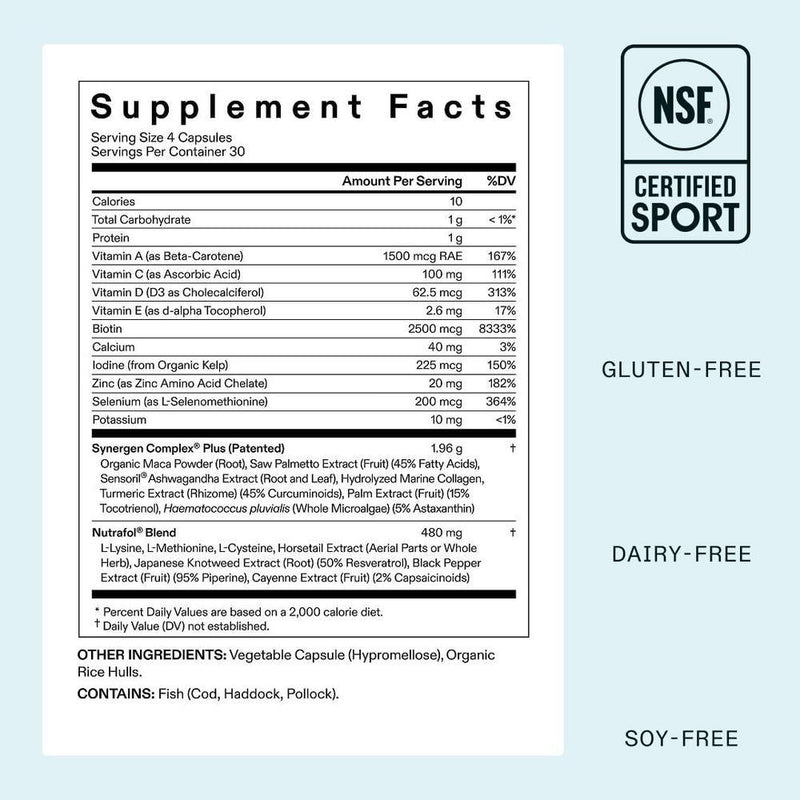 Nutrafol Suplementos Women's Balance para el Crecimiento del Cabello en Mujeres Desde los 45 Años, Clínicamente Probados