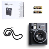 Fujifilm Instax Mini 41 Cámara instantánea en color negro con accesorios y película instantánea Fujifilm